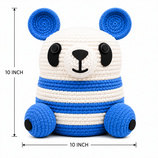 Cute Kids Crochet Panda Storage Basket | Soft Toy Organizer & Kids Room Decor 🐼