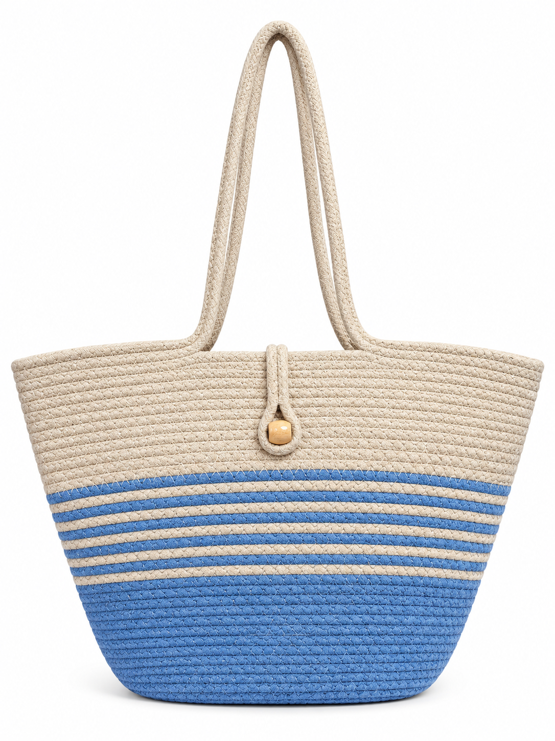 Handmade Braided Rope Tote Bag with Button Closure