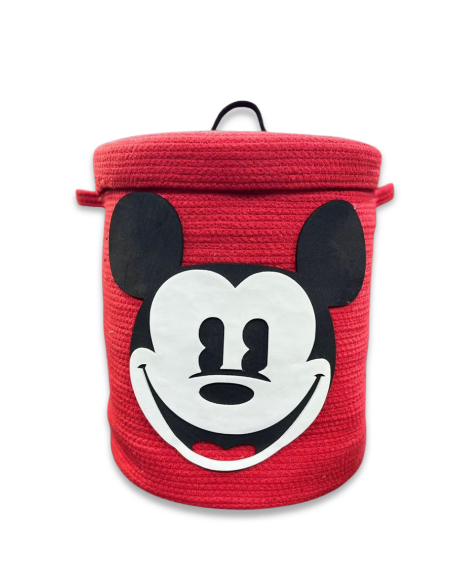 Handmade Mickey Mouse Kids Laundry Basket | Cute Character Storage Basket for Kids Room | 14 x 16 Inches
