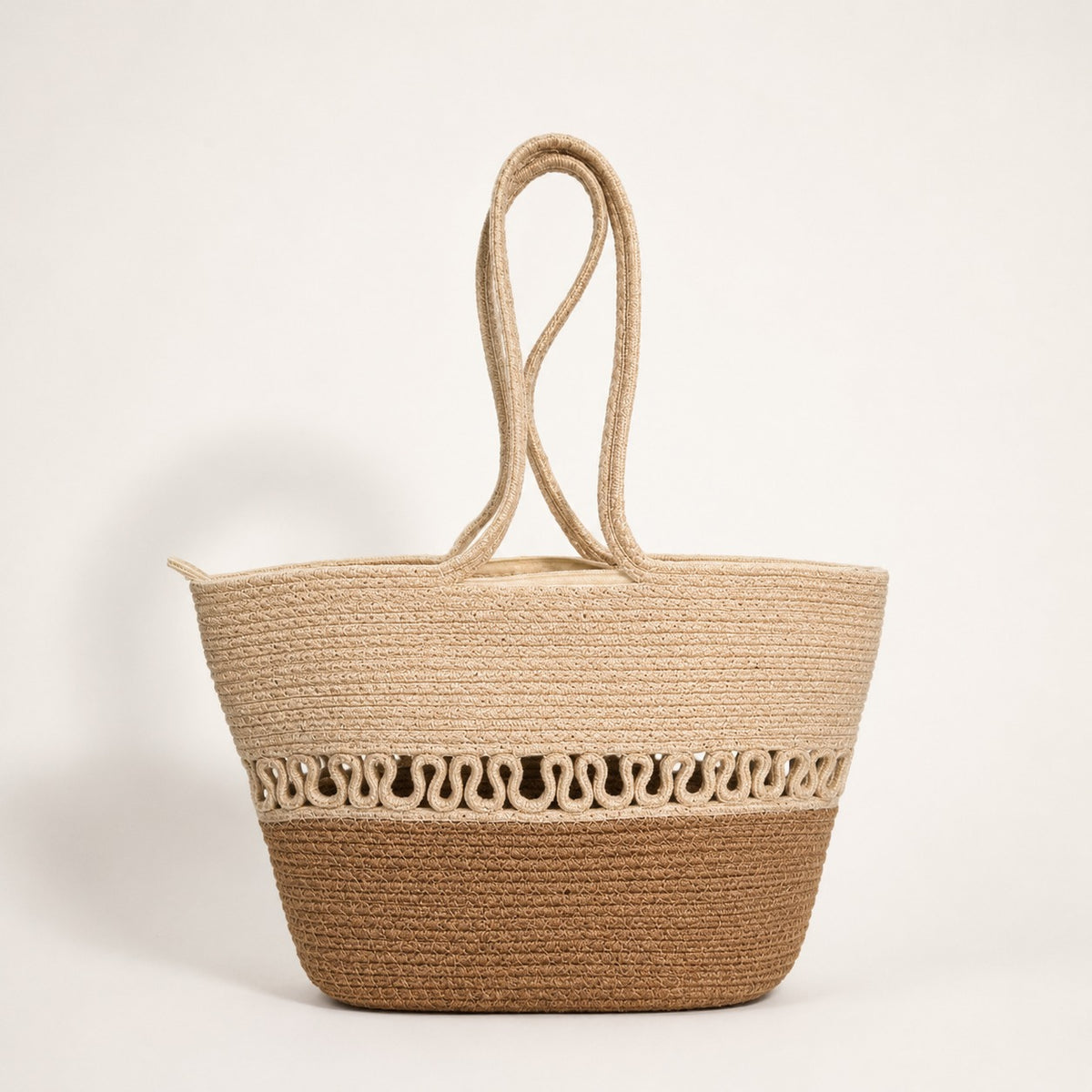Handmade Natural Jute Tote Bag with Crochet Border – Artisan Handcrafted Handbag