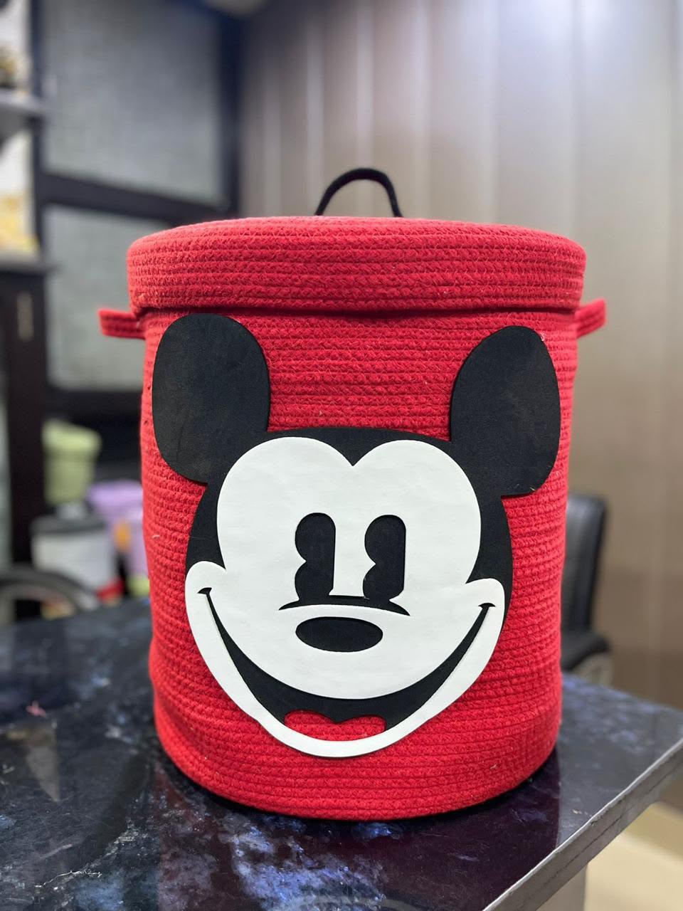 Handmade Mickey Mouse Kids Laundry Basket | Cute Character Storage Basket for Kids Room | 14 x 16 Inches