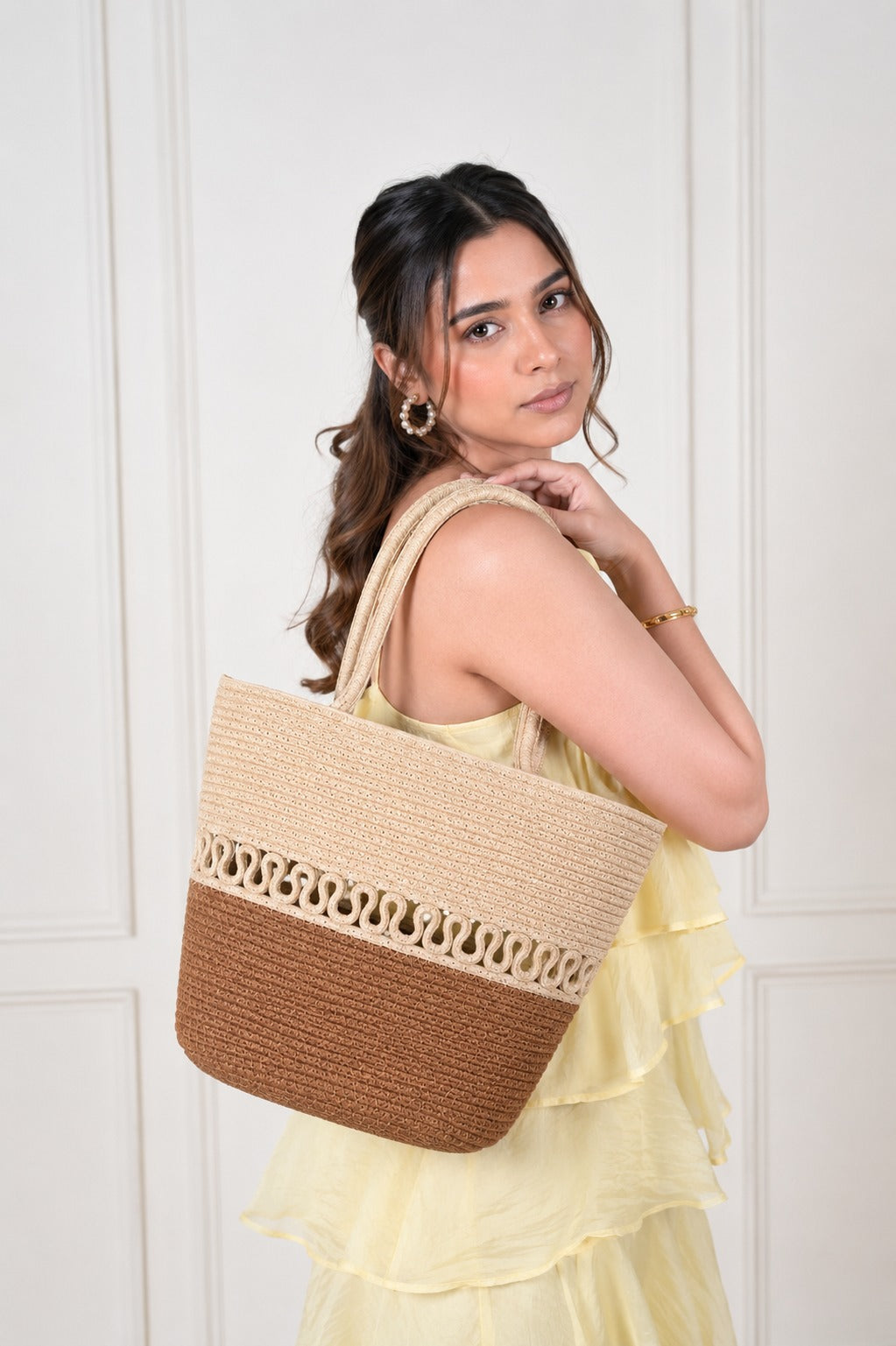 Handmade Natural Jute Tote Bag with Crochet Border – Artisan Handcrafted Handbag