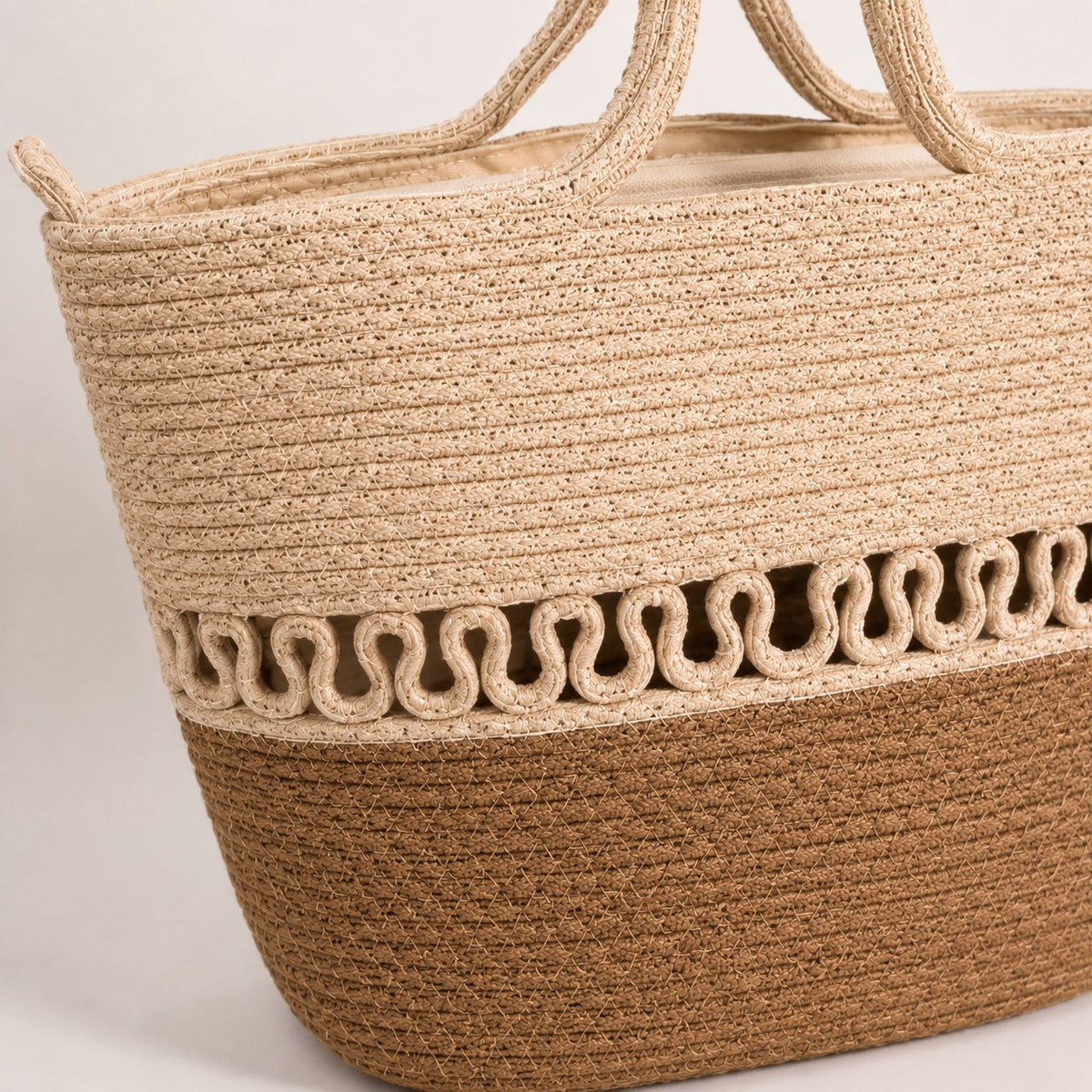Handmade Natural Jute Tote Bag with Crochet Border – Artisan Handcrafted Handbag