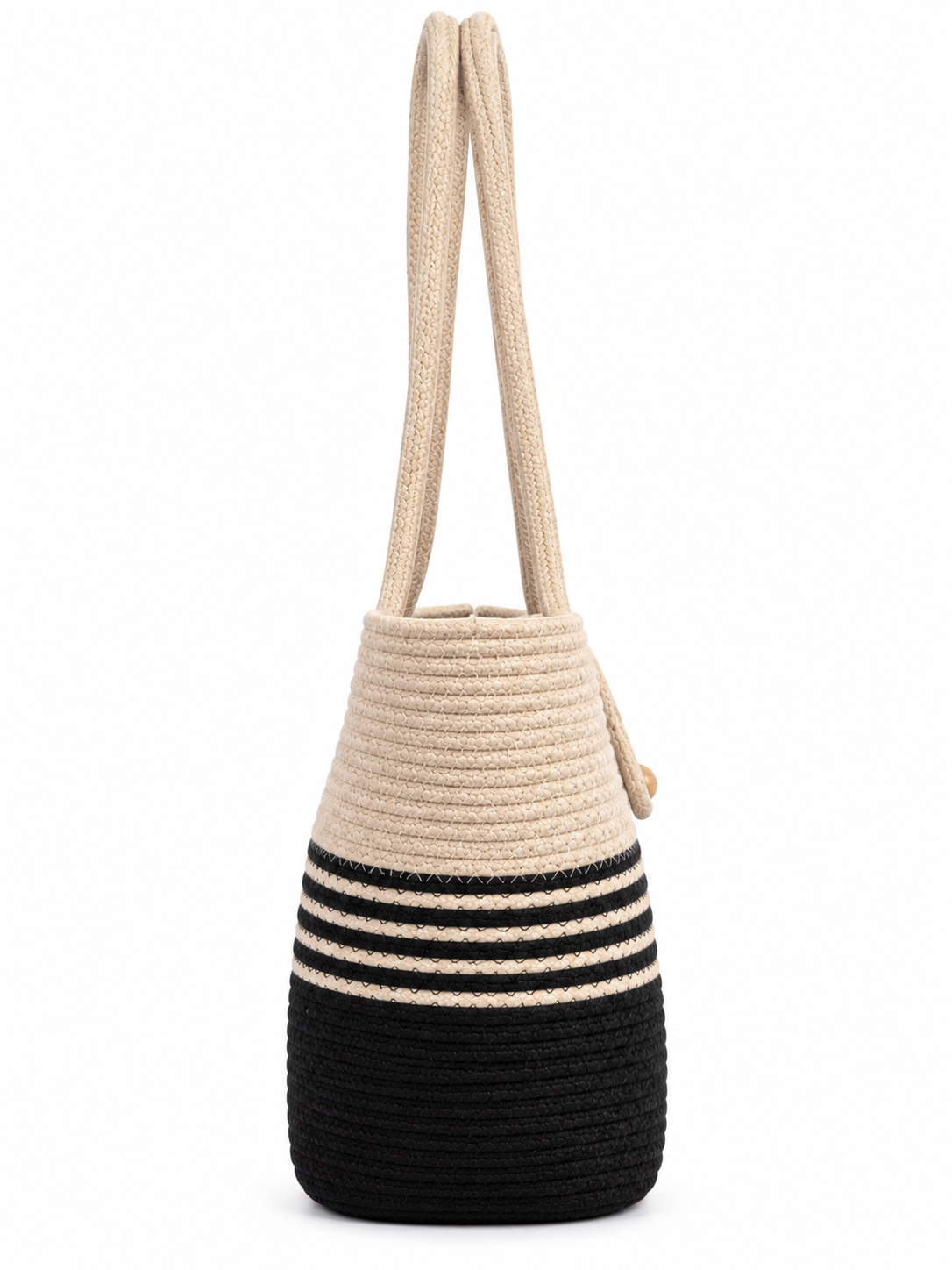 Handmade Braided Rope Tote Bag with Button Closure