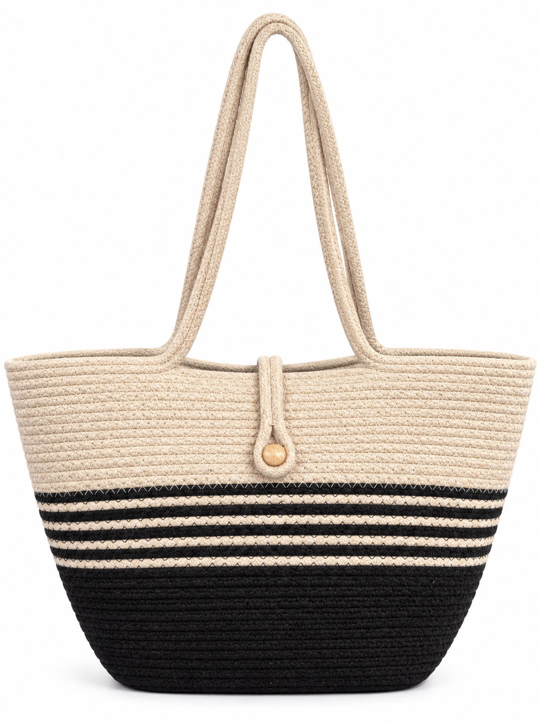 Handmade Braided Rope Tote Bag with Button Closure