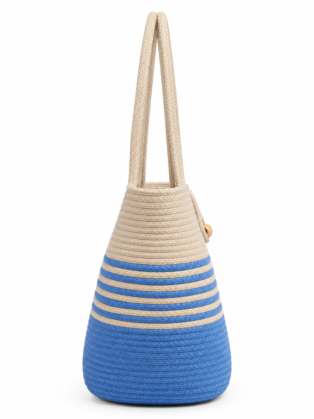 Handmade Braided Rope Tote Bag with Button Closure