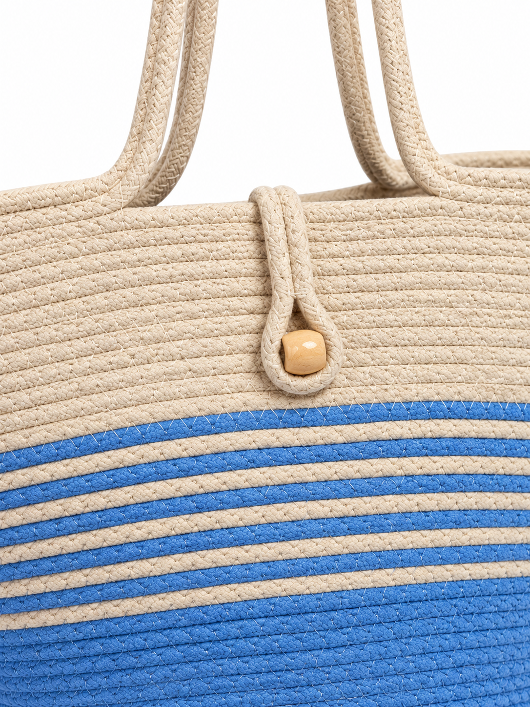 Handmade Braided Rope Tote Bag with Button Closure