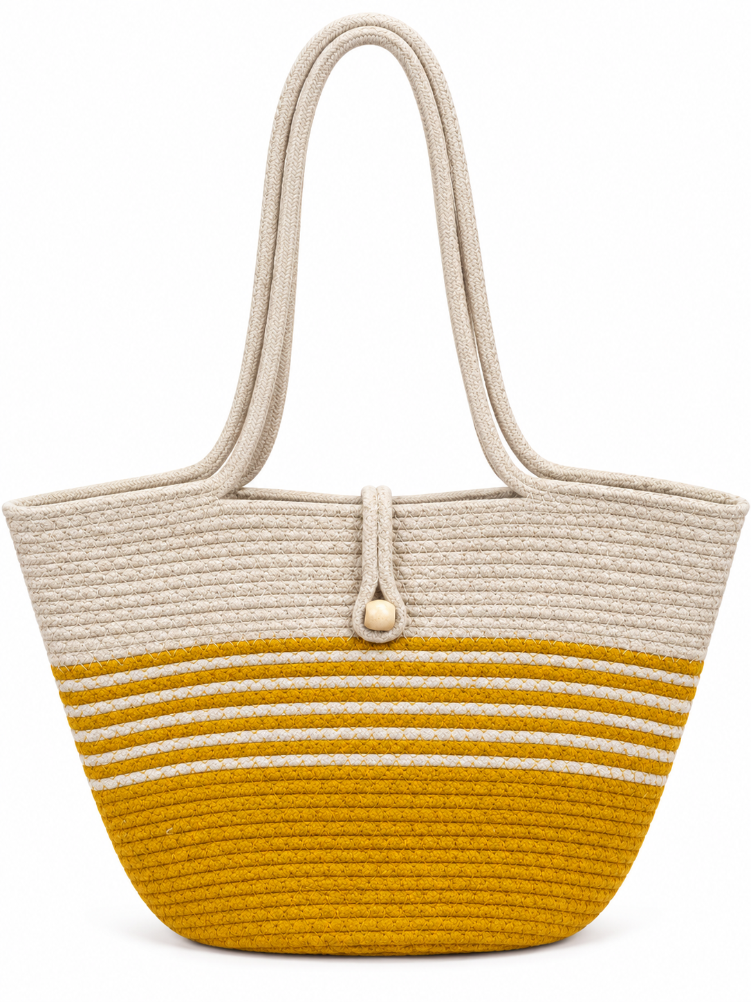 Handmade Braided Rope Tote Bag with Button Closure
