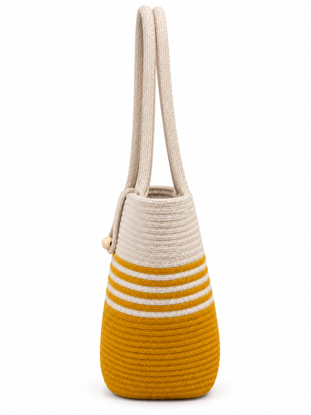 Handmade Braided Rope Tote Bag with Button Closure