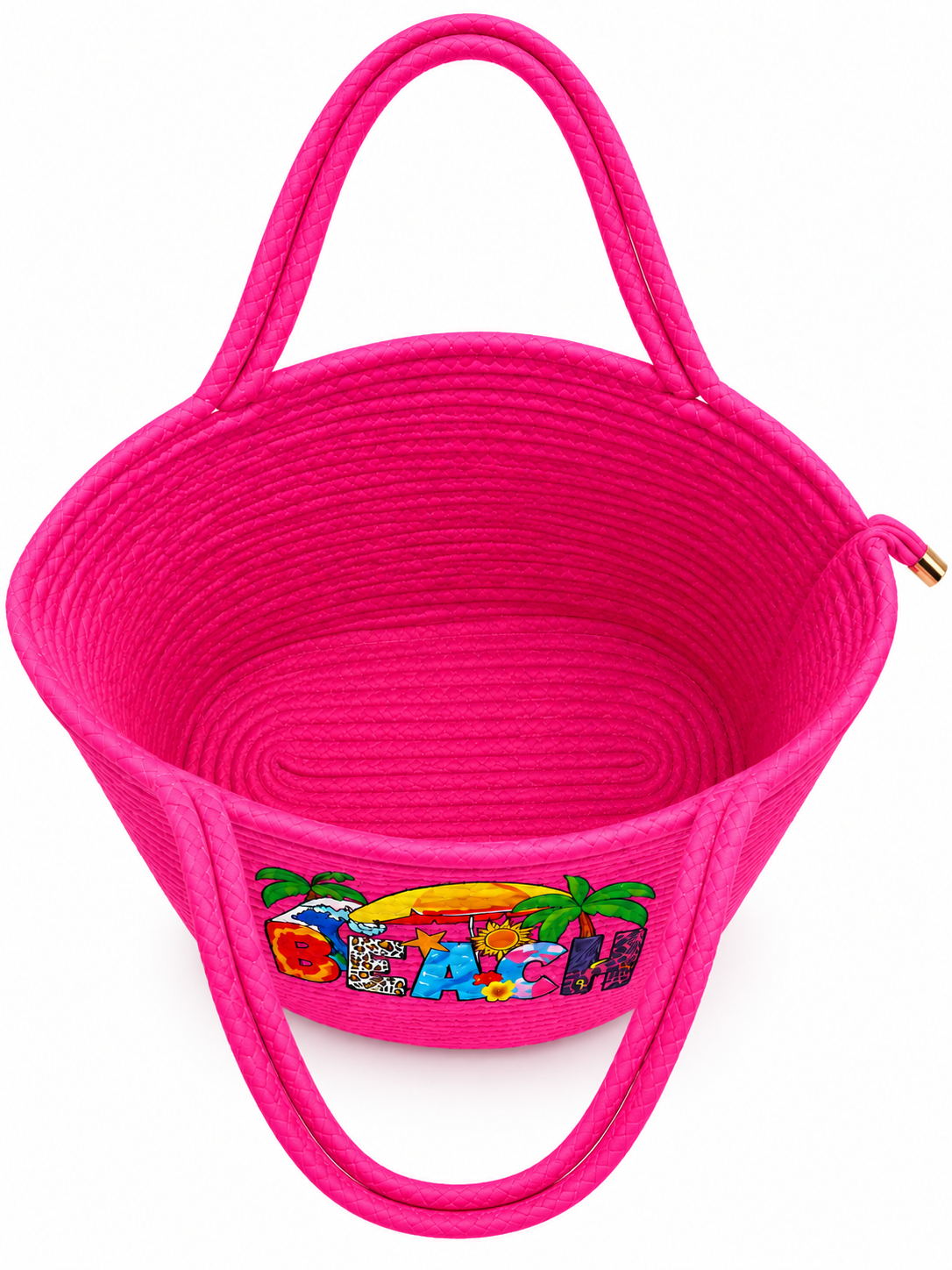 Handmade Beach Tote Bag with Decorative Beach Design | Stylish Braided Rope Carry Bag for Women-11x16 inch