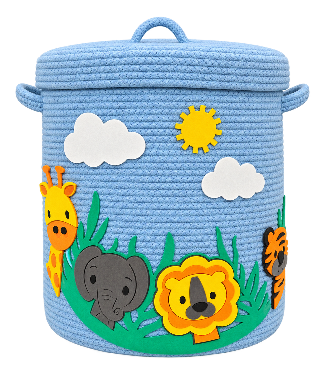 Handmade Jungle Theme Kids Laundry Basket | Cute Storage Basket for Kids Room | Multipurpose Clothes & Toy Organizer | 14 x 16 Inches