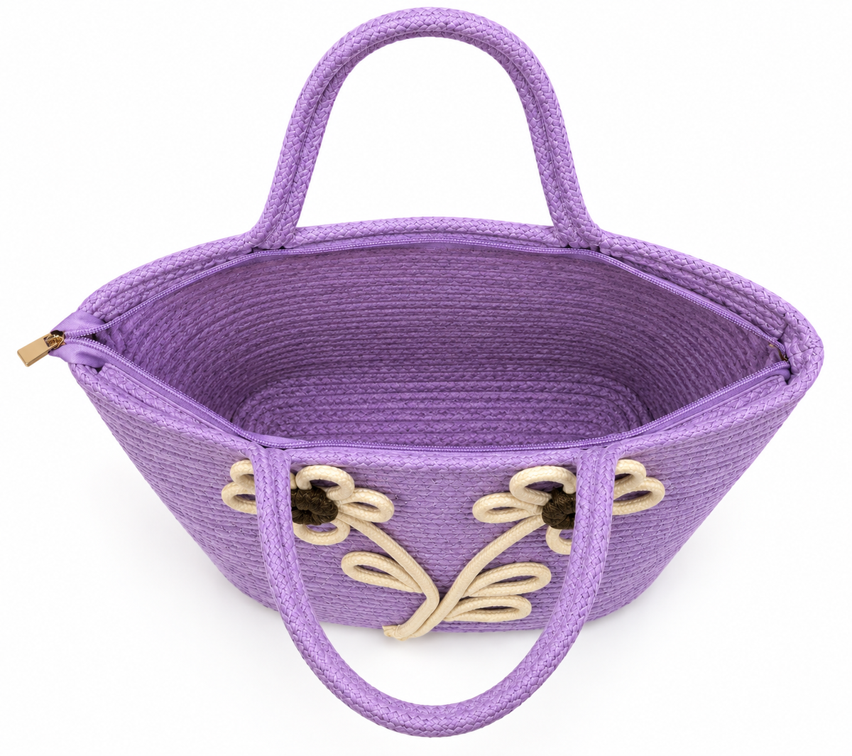Lavender Daisy Bloom Handmade Jute Handbag– 16 × 11 Inch