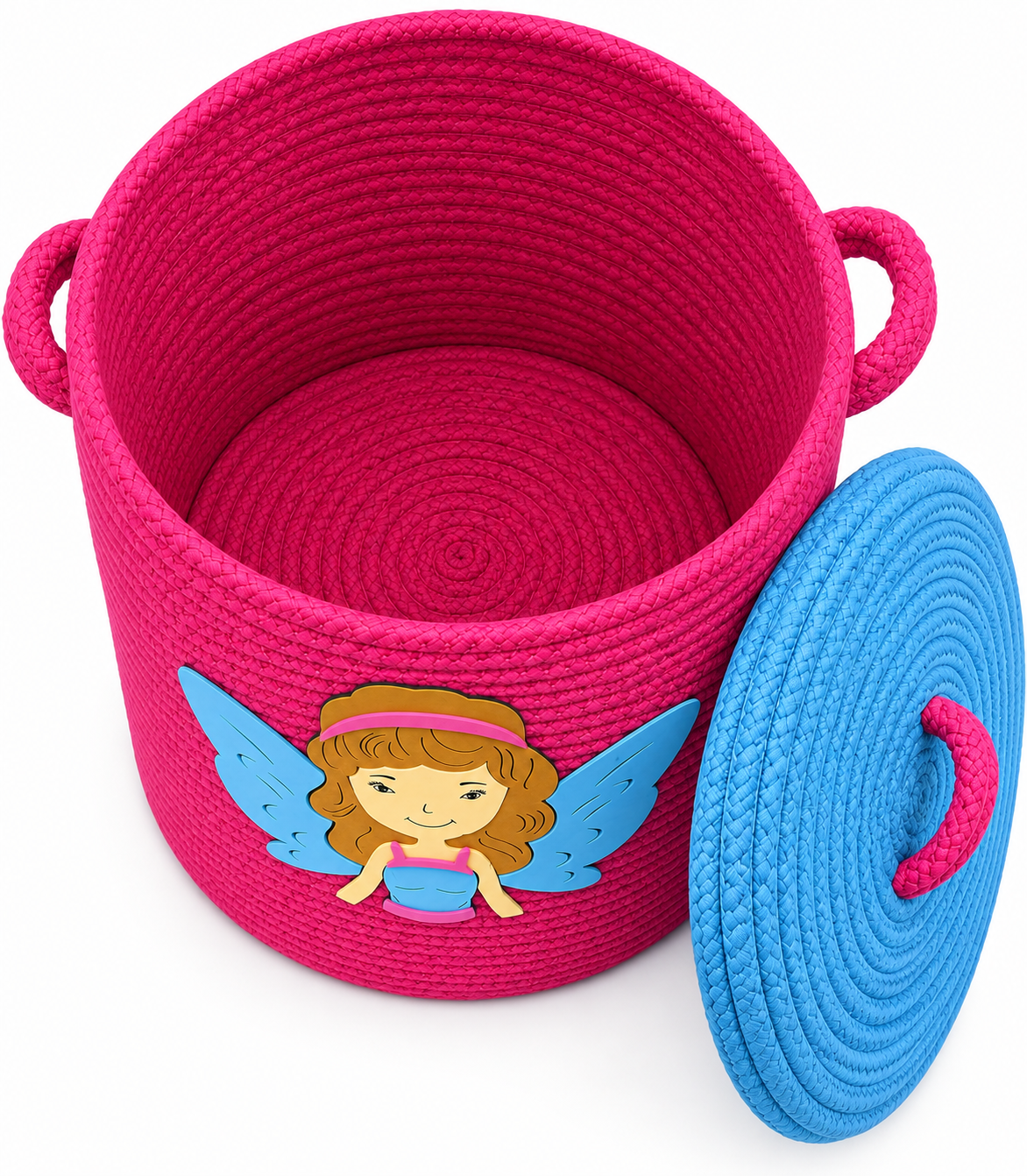 Handmade Fairy Kids Laundry Basket with Lid | Cute Girls Clothes & Toy Storage Basket | 14 x 16 Inches