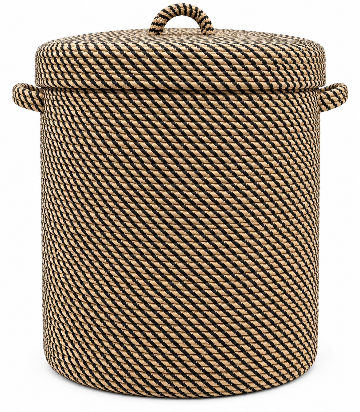 Handmade Lion Laundry Basket with Lid | Stylish Woven Rope Storage Basket | Multipurpose Clothes, Toy & Blanket Organizer | 14 x 16 Inches