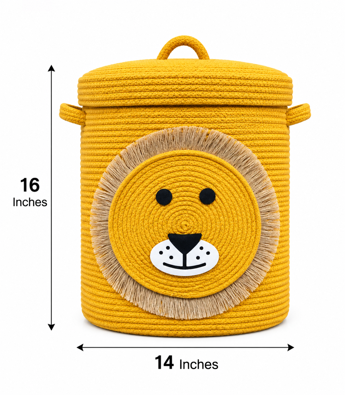 Handmade Lion Kids Laundry Basket | Cute Storage Basket for Kids Room | Multipurpose Clothes & Toy Organizer | 14 x 16 Inches