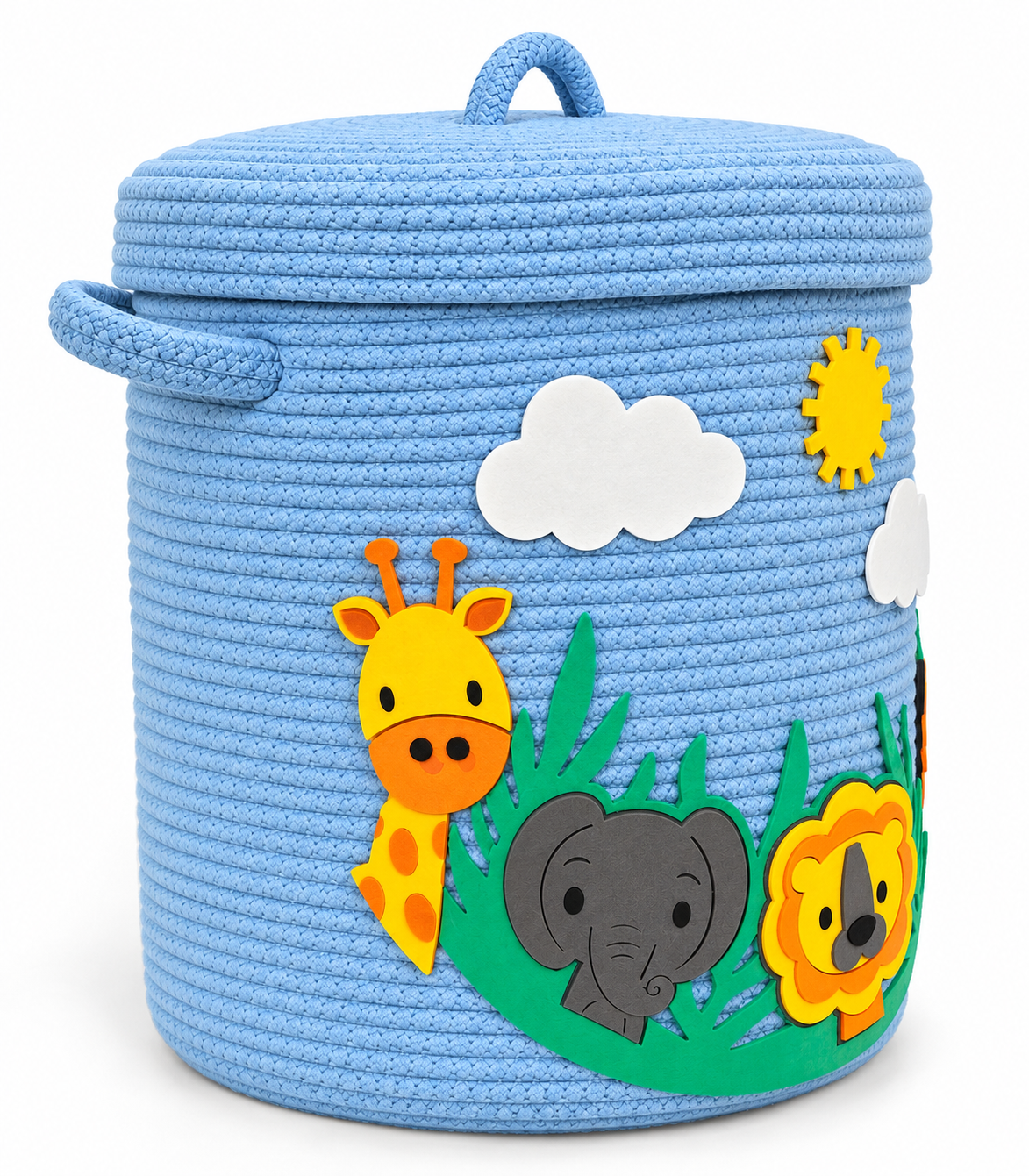Handmade Jungle Theme Kids Laundry Basket | Cute Storage Basket for Kids Room | Multipurpose Clothes & Toy Organizer | 14 x 16 Inches