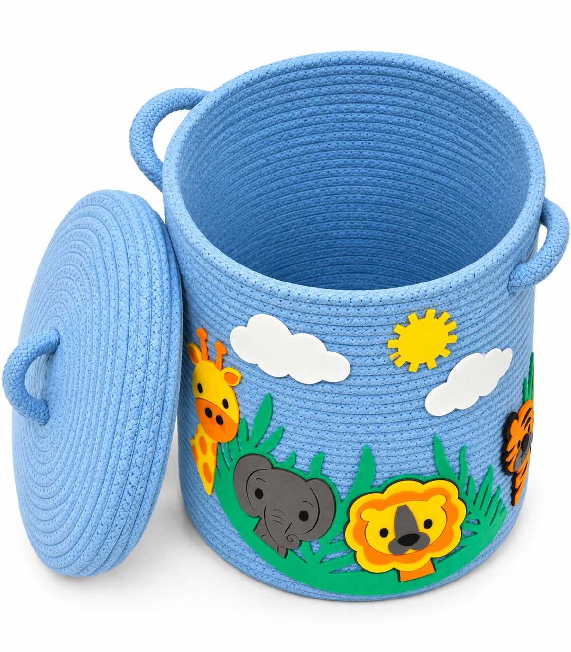 Handmade Jungle Theme Kids Laundry Basket | Cute Storage Basket for Kids Room | Multipurpose Clothes & Toy Organizer | 14 x 16 Inches