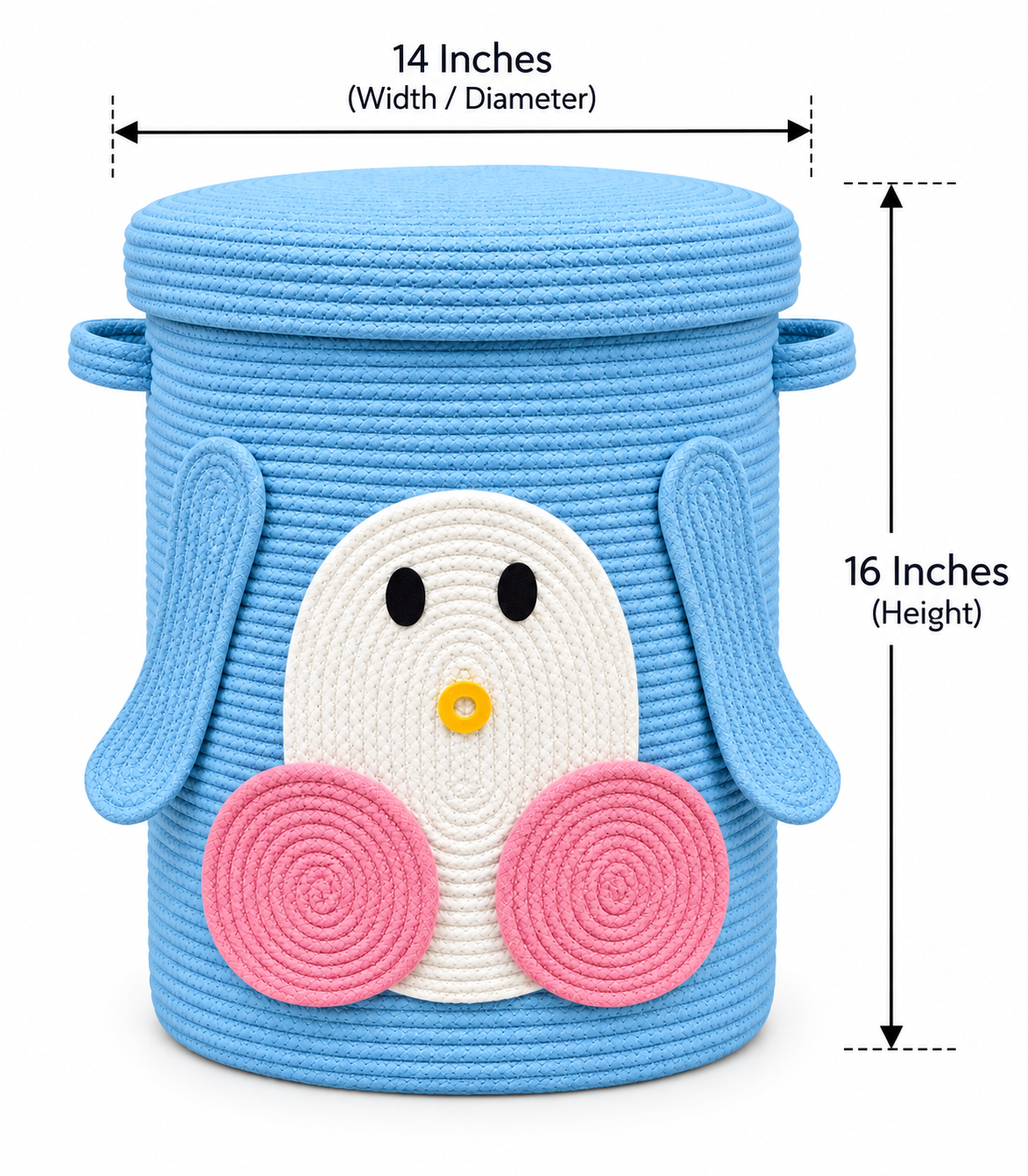 Handmade Penguin Kids Laundry Basket | Cute & Stylish Clothes Storage Basket for Kids Room |14 x 16 Inches