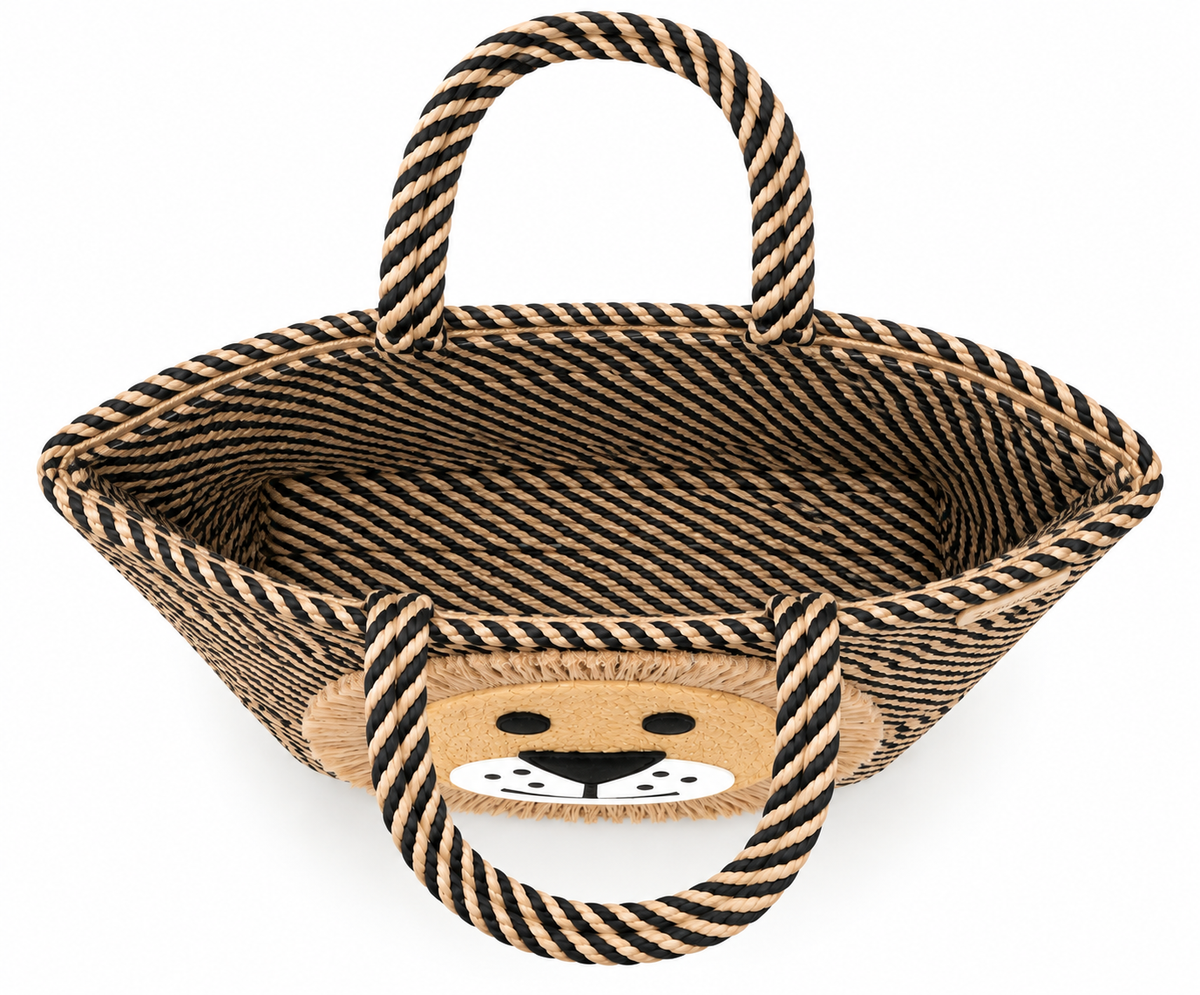 Handmade Lion Design Jute Tote Bag | Stylish Woven Shopping & Storage Bag for Kids, Gifting, Travel & Everyday Use-11x16 inch