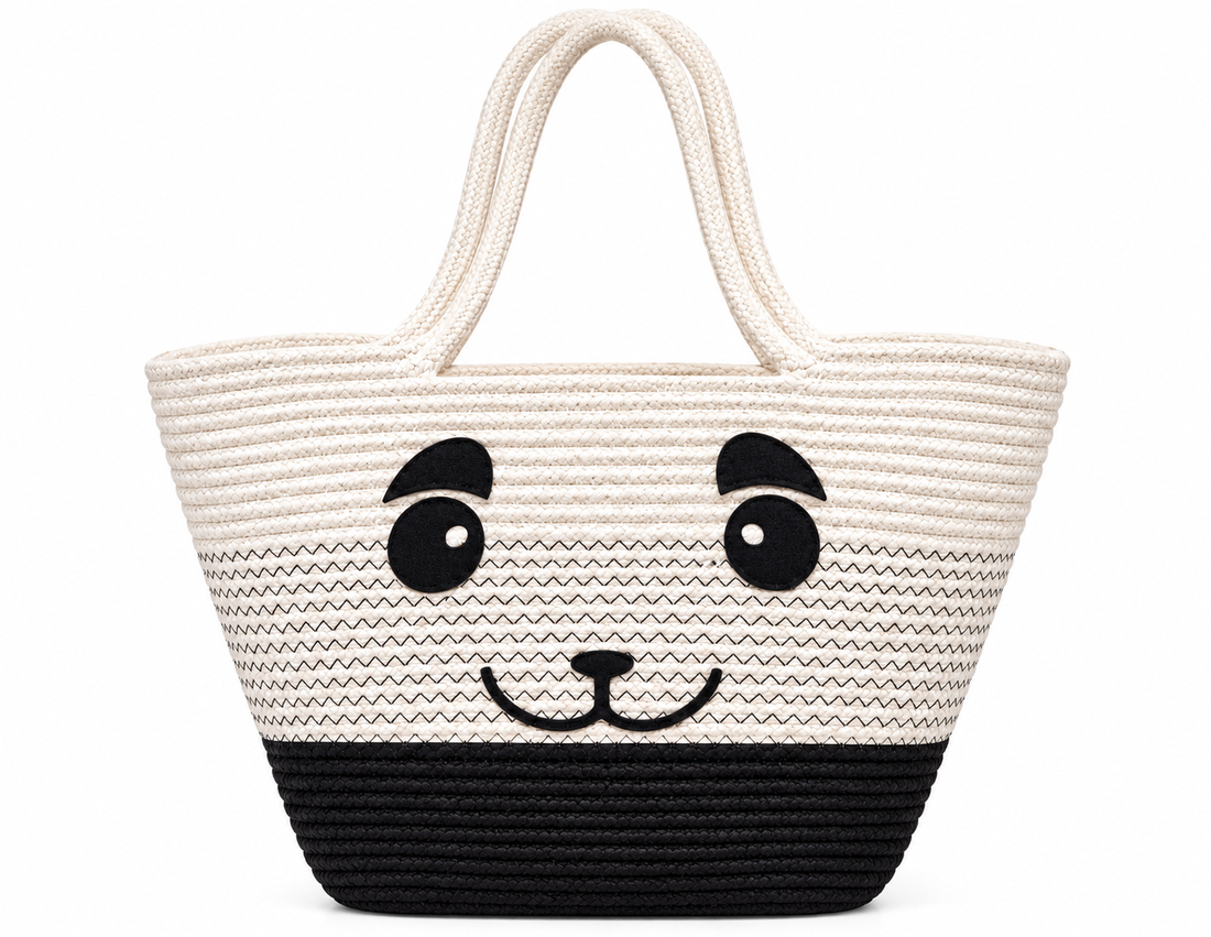 Panda Face Jute Tote Bag – Cute Eco-Friendly Shopping & Gift Bag