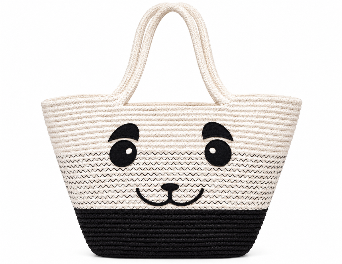 Handmade Cat Design Woven Tote Bag | Cute Rope Shoulder Bag for Women & Kids | Stylish Shopping, Travel & Everyday Carry Bag-11x16 inch
