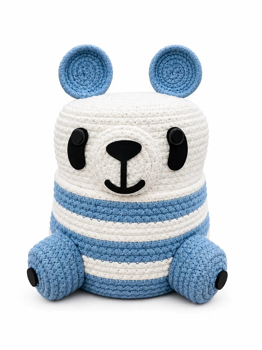 Cute Kids Crochet Panda Storage Basket | Soft Toy Organizer & Kids Room Decor 🐼