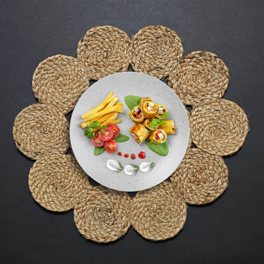 Jutepie Brown Braided Round Jute Table Placemat 15 Inch